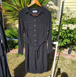 Carly Jean Black Button-Up Dress with Belt